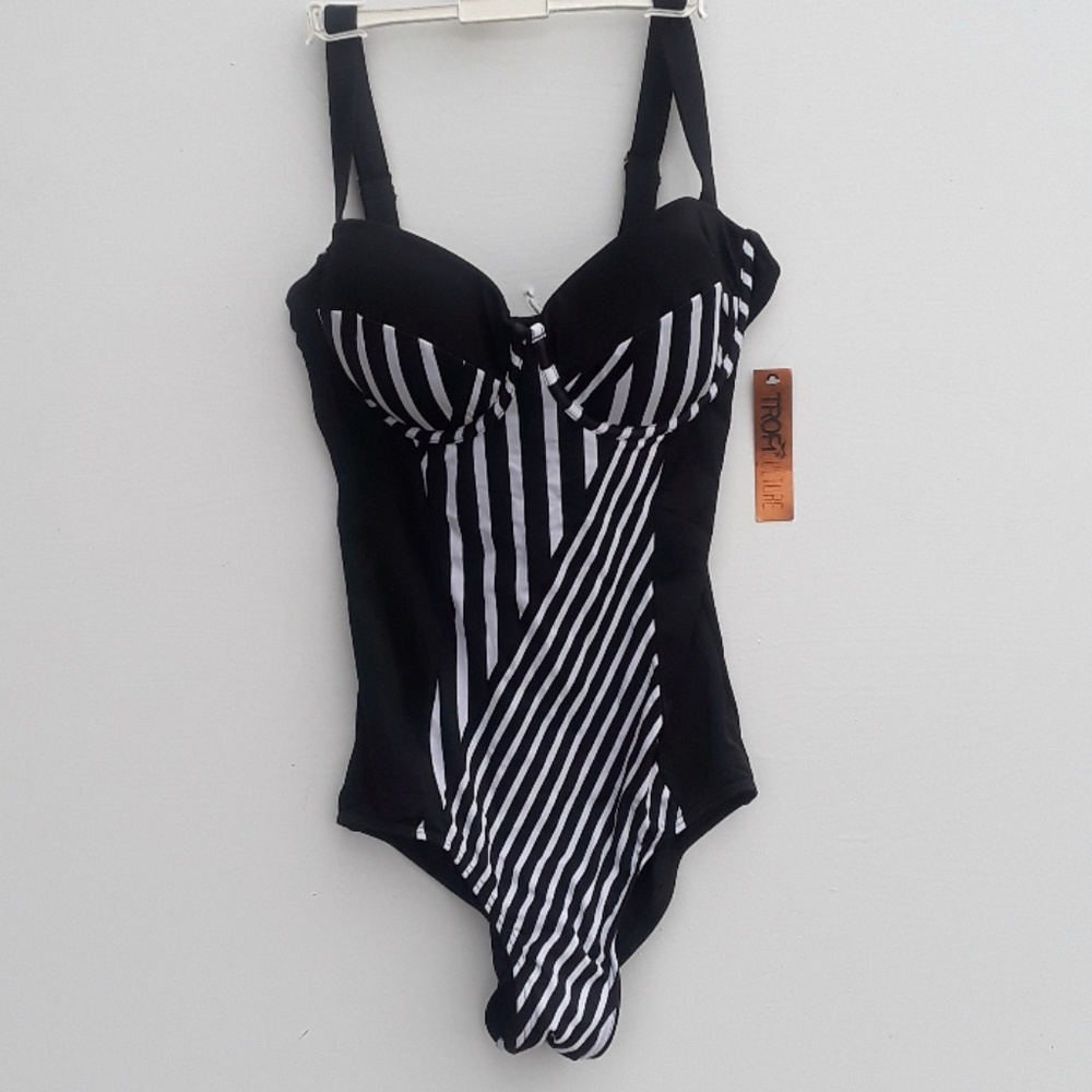 Black and white Tropic culture one piece swimsuit